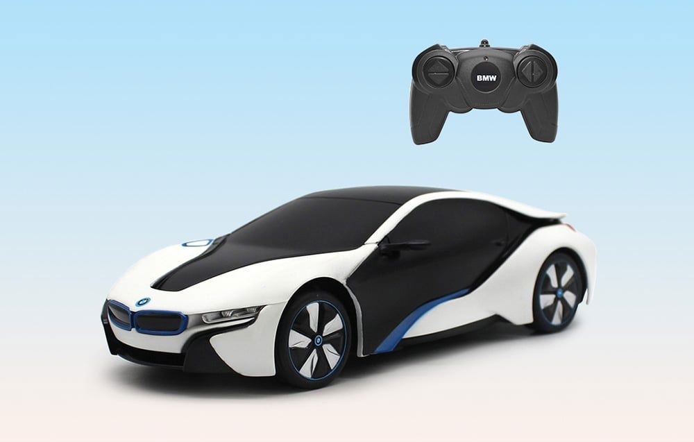 RASTAR R/C 1:24 BMW i8 remote controlled car- UV-sensitive (white and yellow)