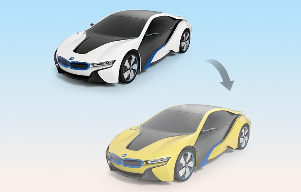 RASTAR R/C 1:24 BMW i8 remote controlled car- UV-sensitive (white and yellow)