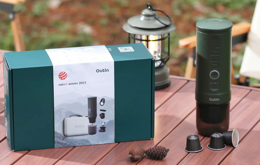 Outin Nano 7500mAh portable coffee maker set (Green) + protective case