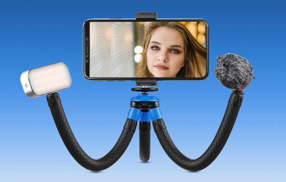 Tripod/flexible phone holder APEXEL APL-JJ07 (black)