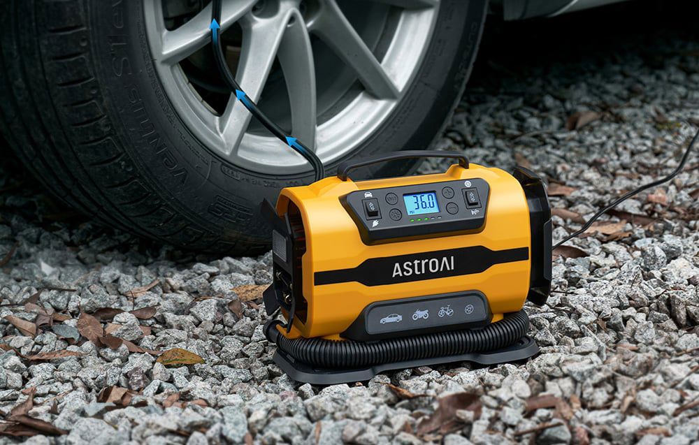 AstroAI ATJ-8366 150 PSI 12V DC/110V AC Portable Wheel Compressor