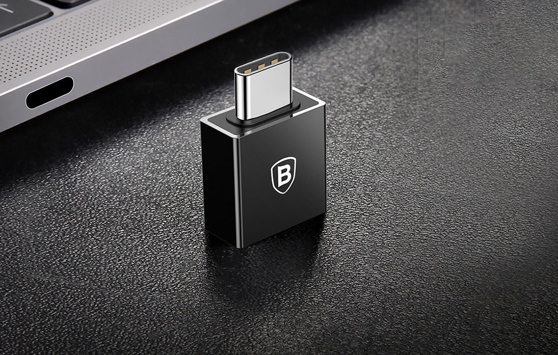 Baseus Exquisite USB to USB-C 2.4A Adapter (Black)