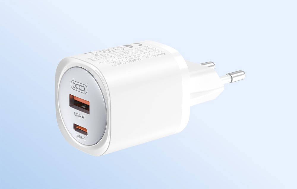 Wall charger XO CE21, 30W, GaN, 1x USB-C, 1x USB-A