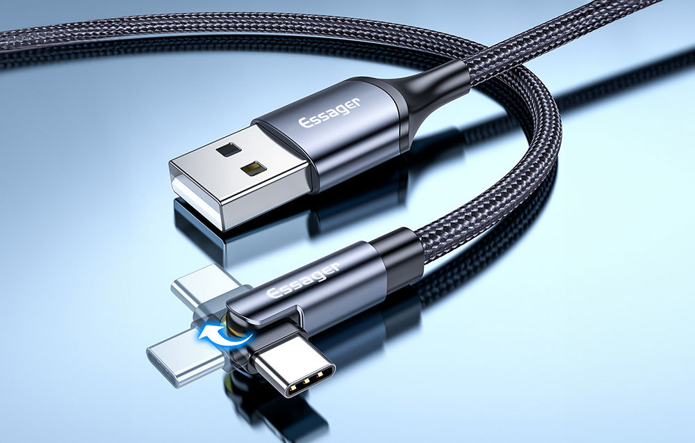 USB-A 3in1 cable, Essager, EXCCXT-WX0G, USB-C/Lightning/Micro, 15W, 1m (grey)