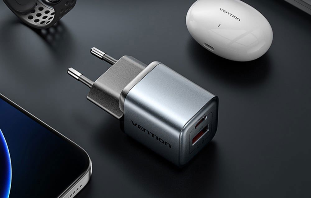 GaN Vention USB-C + USB-A 30W Charger (Gray)