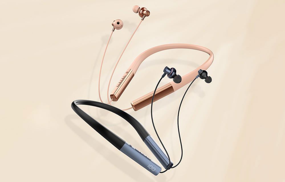 LDNIO N01 wireless neckband headphones (rose gold)