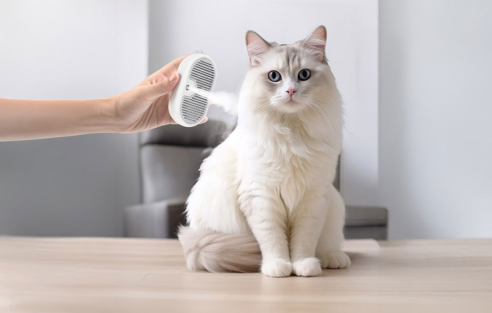 Rojeco Cat Steam Brush with massage function (white)