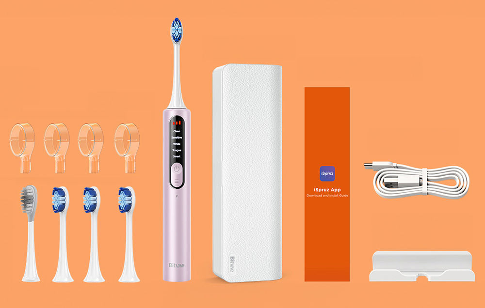 Sonic toothbrush with app, tips set and travel etui S3 (pink)