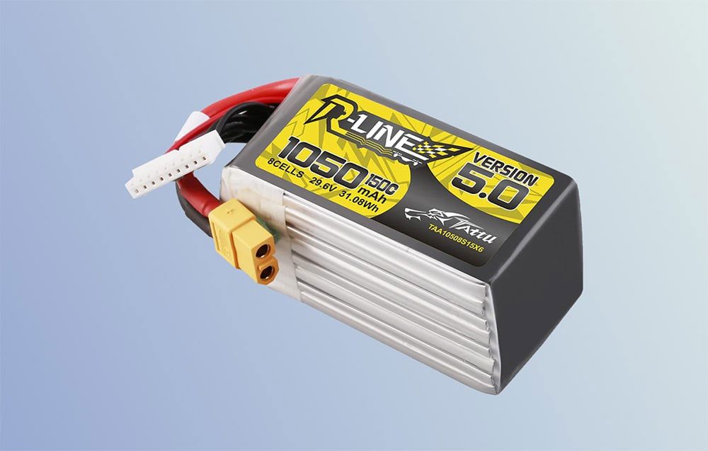 Lipo Tattu R-Line Version 5.0 1050mAh 29.6V 8S 150C battery with XT60 connector