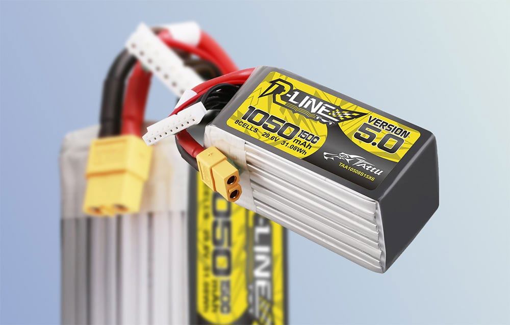 Lipo Tattu R-Line Version 5.0 1050mAh 29.6V 8S 150C battery with XT60 connector