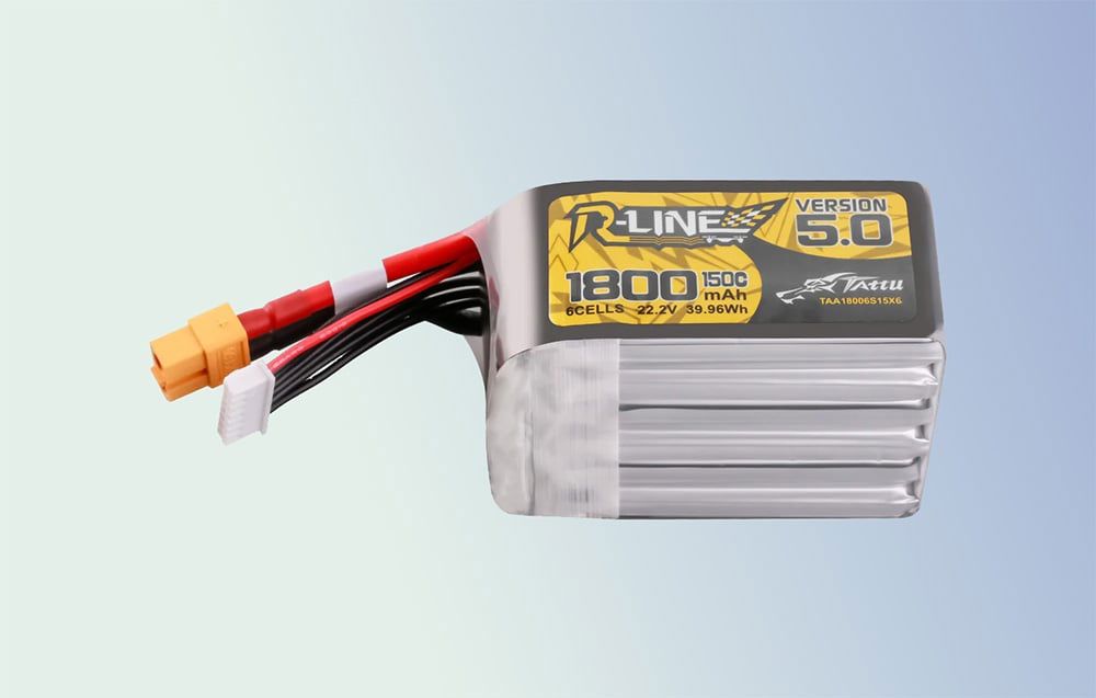 Lipo Tattu R-Line Version 5.0 1800mAh 22.2V 150C 6S battery with XT60 connector