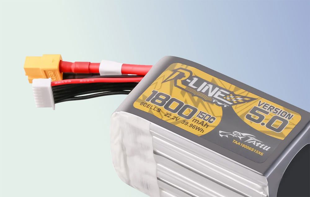 Lipo Tattu R-Line Version 5.0 1800mAh 22.2V 150C 6S battery with XT60 connector