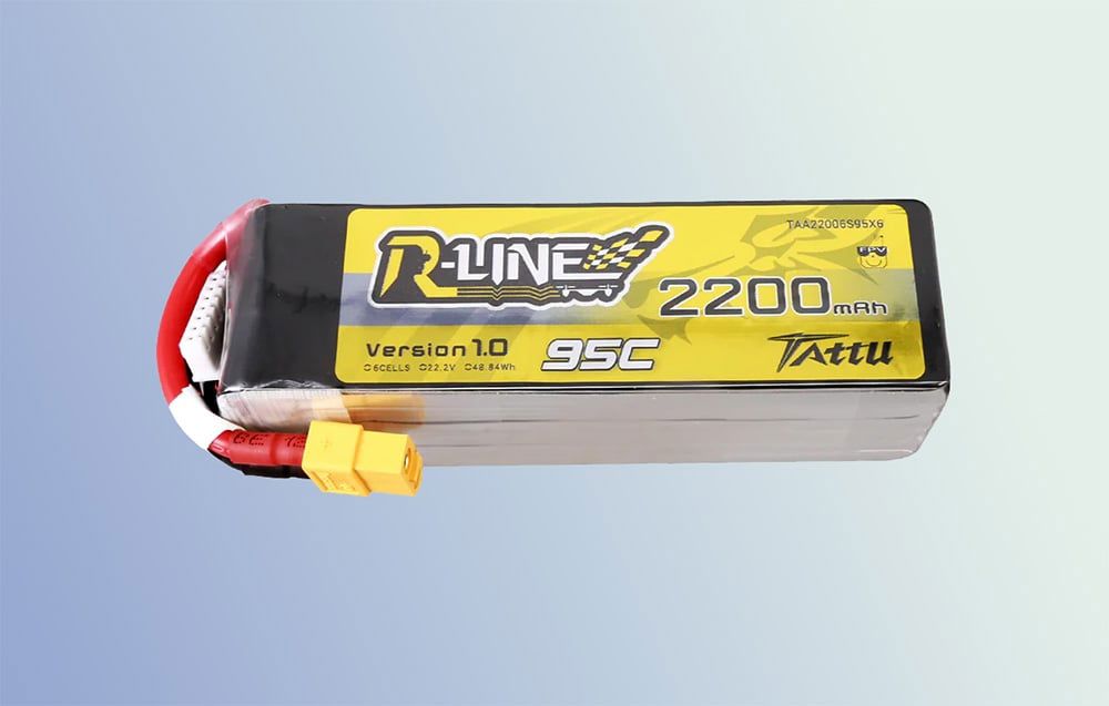 Lipo Tattu R-Line 22.2V 2200mAh 6S 95C battery with XT60 connector