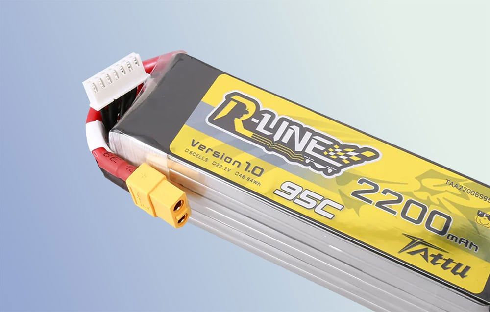 Lipo Tattu R-Line 22.2V 2200mAh 6S 95C battery with XT60 connector