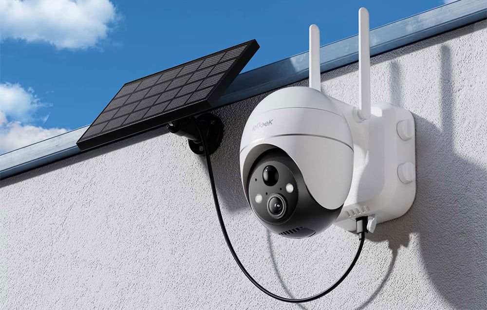 Wireless 5MP WiFi outdoor camera ieGeek ZS-GX4S white with solar panel