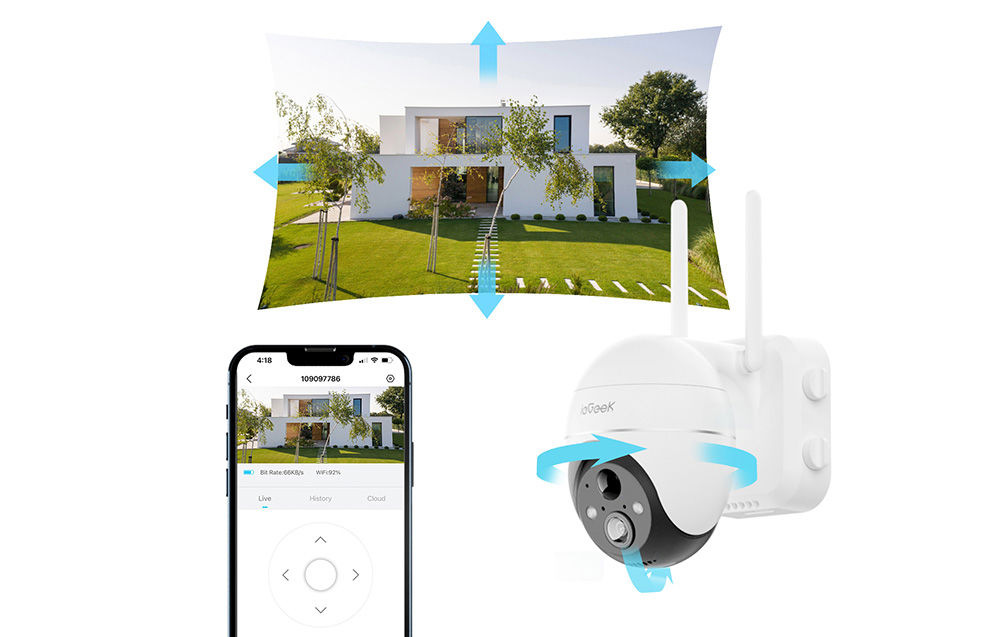 Wireless 5MP WiFi outdoor camera ieGeek ZS-GX4S white with solar panel