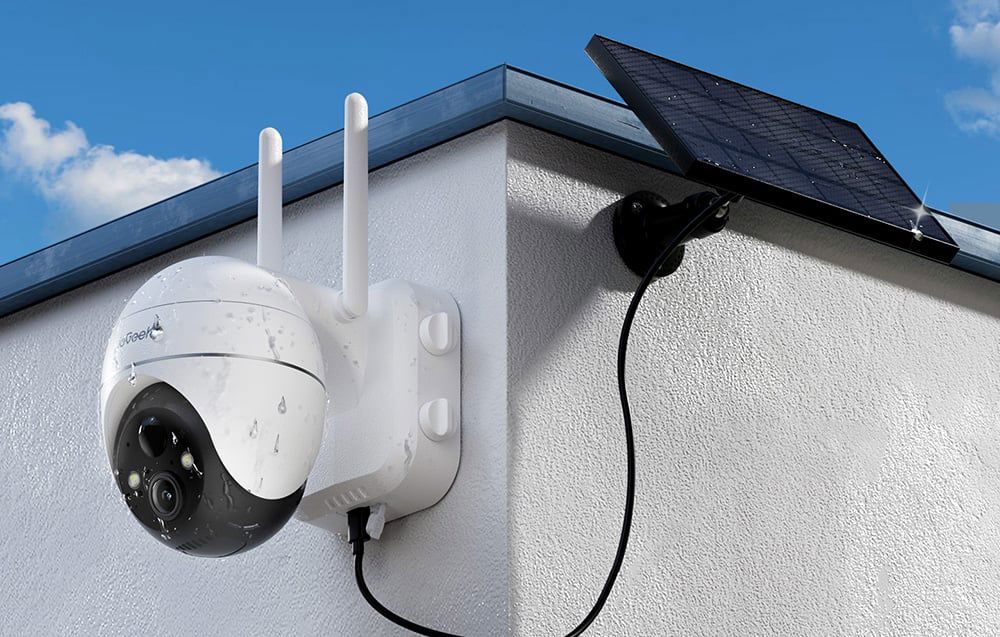 Wireless 5MP WiFi outdoor camera ieGeek ZS-GX4S white with solar panel